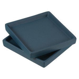 Unique Bargains Indoor Ceramic Square Plant Pot Saucers Tray 2 Pcs - 1 of 4