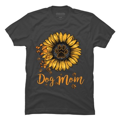 Men's Design By Humans Mother's Day Dog Mom Sunflower Paw By dodorindesign T-Shirt