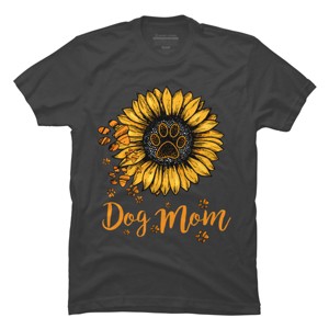 Men's Design By Humans Mother's Day Dog Mom Sunflower Paw By dodorindesign T-Shirt - 1 of 2