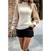 Womens Tops Mock Neck Long Sleeve Sequin Panel Casual Elegant Pullover Knit Sweater Tops - 4 of 4