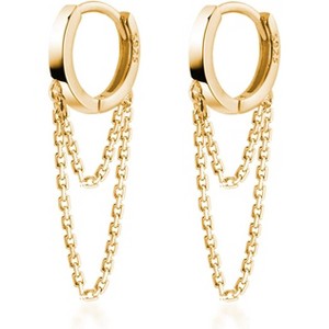 Solid 925 Sterling Silver Tassel Chain Drop Dangle Small Hoop Earrings Huggie for Women Teen - 1 of 4