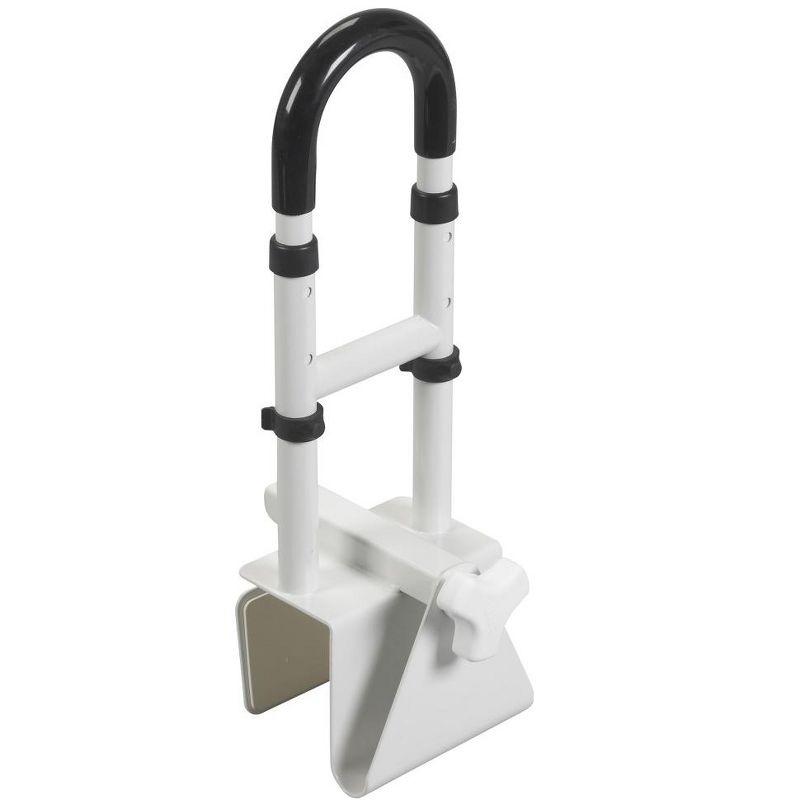 Drive Medical Clamp-On Adjustable Bathtub Grab Bar & Bathtub Safety Rail, White, 1 of 4