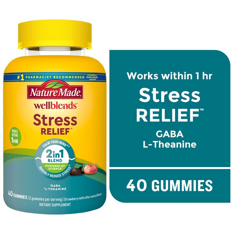 Nature Made Wellblends Stress Relief Gummies with L theanine and GABA - Strawberry Flavor - 40ct, 5 of 19
