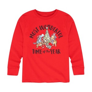 Boys' - Winnie the Pooh - Christmas Most Wonderful Time of the Year Long Sleeve Graphic T-Shirt - 1 of 4