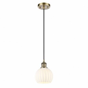 White Venetian - 1 Light Cord Hung Mini Pendant In Modern Style-8 Inches Tall and 6 Inches Wide - 1 of 1