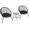 3-Piece Outdoor Seating Acapulco Chair, Modern Patio Furniture Set, Glass Top Table and 2 Chairs, Indoor and Outdoor Conversation Bistro Set - 2 of 4