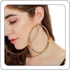 Basketball Hoop Earrings for Women, 110-120mm Large Gold Thin Round Circle Huggie Earrings - 1 of 4