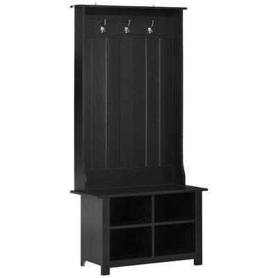 Homcom Hall Tree With Shoe Storage Bench, Entryway Bench With Coat Rack ...