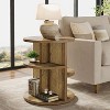 23.6-Inch Round End Table, 3-Tier Side Table with Storage Shelf, Farmhouse Nightstand Between Couches - 2 of 4