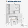 Makeup Vanity Desk with Mirror and Lights, 42" Glass Top White Vanity Table with Charging Station, Upholstered Stool, Drawers, - 3 of 4