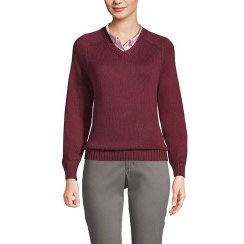 School Uniform Young Women's Cotton Modal V-neck Sweater - image 1 of 2