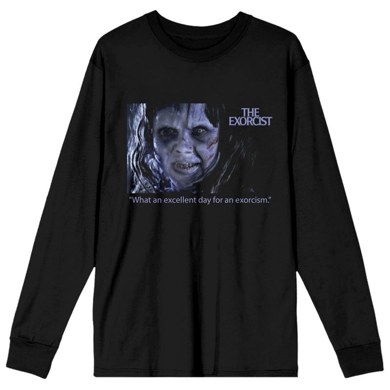 The Exorcist Excellent Day For An Exorcism Crew Neck Long Sleeve Women's Black Tee, 1 of 4