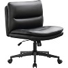 Grungis PU Leather Armless Swivel Office Chair with Wheels,Gaming Chair with Adjustable Height,Computer Chair for Office - 2 of 4
