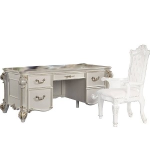 31" Vendome Desks Antique Pearl Finish - Acme Furniture: Executive Writing, Open Storage Shelf - 1 of 4