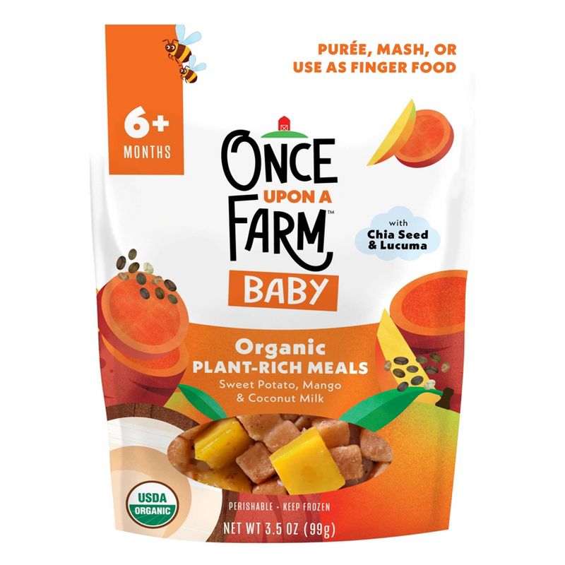 Once Upon a Farm Baby Organic Frozen Plant-Rich Meals with Sweet Potato, Mango &#38; Coconut Milk - 3.5oz, 1 of 8