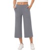 Wide Leg Capri Pants for Women Pull on Loose Lounge Yoga Workout Elastic Waist Cropped Pants with Pockets - 2 of 4