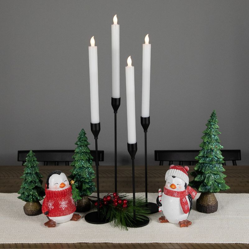 Northlight Set of 4 Solid White LED Flameless Flickering Wax Taper Candles 9.5", 2 of 6