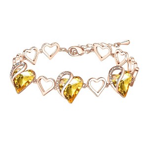 Leafael Infinity Love Heart Link Bracelet with Healing Stone Crystal, 18K Rose Gold Plated, 7" Chain + 2" Extender - 1 of 4