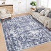 Vintage Floral Printed Distressed Rug for Living Room Retro Thin Washable Area Rugs for Bedroom Low Pile Non Slip Ultra Soft Carpet - 2 of 4