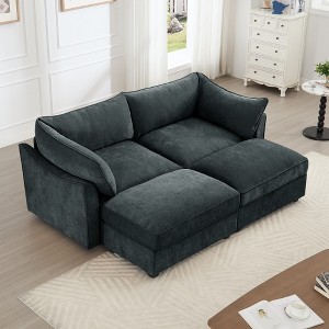 AENKYO Modern Crescent Cloud Oversized Sectional Sofa with Storage Removable Ottoman, Chenille Fabric 2-6 Seater for Living Room, Easy to Assemble - 1 of 4