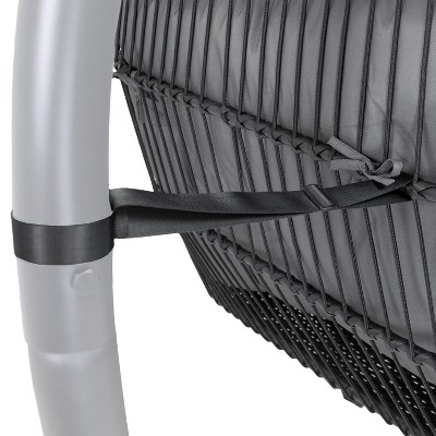 Dark Gray Polyrattan Double Hanging Egg Chair with Cushions