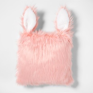 Rabbit Faux Fur Throw Pillow Pink - Pillowfort