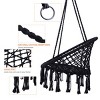 Syemin Patio Swings Black Swing, Hammock Chair Macrame Swing, Hanging Cotton Rope Hammock Swing Chair for Indoor and Outdoor, Black, 31.5"*23.6"*47.2" - 2 of 4