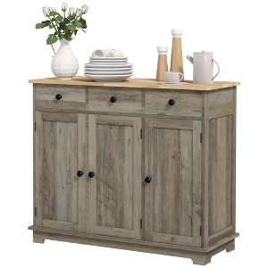 NicBex 3 Drawer Kitchen Island Cart with 2 Cabinets,Kitchen Island with Black Round Knobs,Modern Kitchen Table,Island Table for Kitchen - 1 of 4