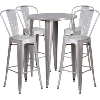 Flash Furniture Commercial Grade 30" Round Metal Indoor-Outdoor Bar Table Set with 4 Cafe Stools