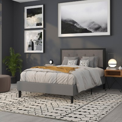 Elegant Full-Size Dark Gray Tufted Upholstered Headboard