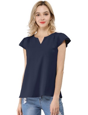 INSPIRE CHIC Women's Work Business Casual Plain Cap Sleeve Blouse