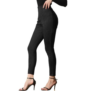 INSPIRE CHIC Women's Faux Suede High Waisted Elastic Slim Casual Leggings Pants - 1 of 4