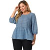 Agnes Orinda Women's Plus Size Winter Fashion 3/4 Puff Sleeve Babydoll Blouses - 4 of 4