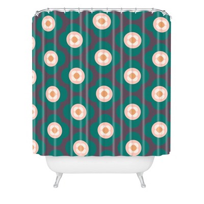 Beshka Kueser Shapes Flowers Shower Curtain Green - Deny Designs