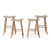 Pulaski 4pk Outdoor Acacia Wood Bar Stools with Wicker - Light Brown - Christopher Knight Home - 3 of 4
