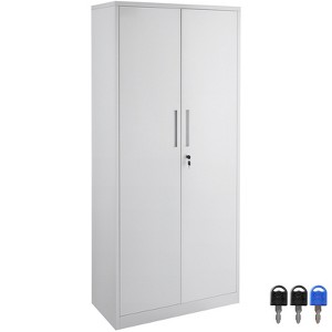 VEVOR Metal Storage Cabinet, Steel Locking Storage Cabinet with 2 Magnetic Doors and 4 Adjustable Shelves,71'' Metal Cabinet 200 lbs Capacity, White - 1 of 4