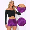 INSPIRE CHIC Women's Mid Rise Solid Sparkle Sequin Zipper Shorts - 2 of 4