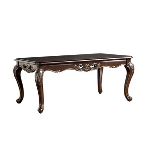Sapphtopaz 53" Elegant Coffee Table with Curved Legs Rectangle Wood Dining Table with Carved Details Home Decor Coffee Bar for Living Room - 1 of 4
