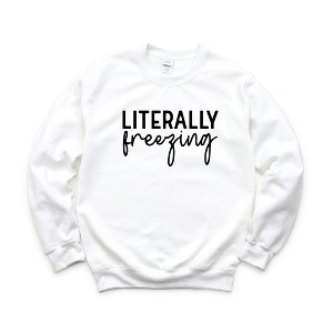 Simply Sage Market Women's Graphic Sweatshirt Literally Freezing Cursive - 1 of 3
