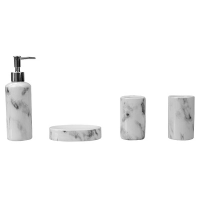 TargetHome Basics Marble Ceramic 4 Piece Bath Accessory Set, White