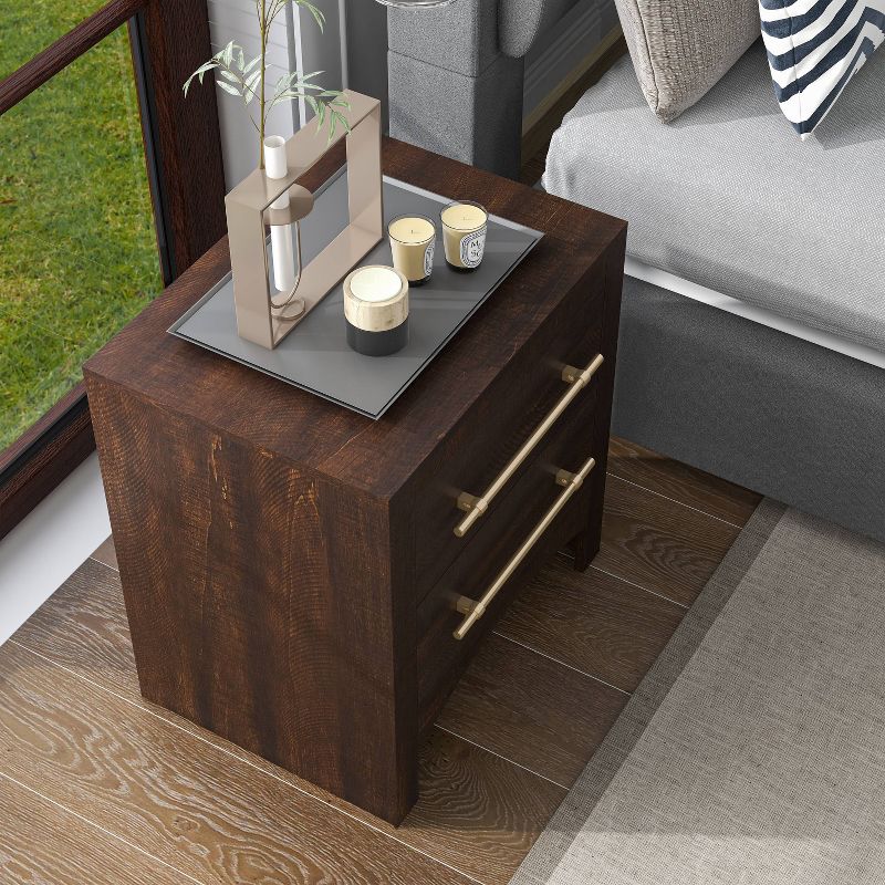 24/7 Shop At Home Melonnes Transitional 2 Drawer Nightstand Walnut, 4 of 8