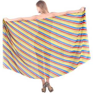 LA LEELA Women's Beachwear Summer Bikini Wraps Beach Wrap Sarong Coverups Swimwear Swim Cover Up Skirt Swimsuit Pareo for Women One Size Multi,Stripe - 1 of 4