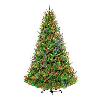 7.5ft Pre-lit LED Artificial Christmas Tree Full Forest Fir - Puleo