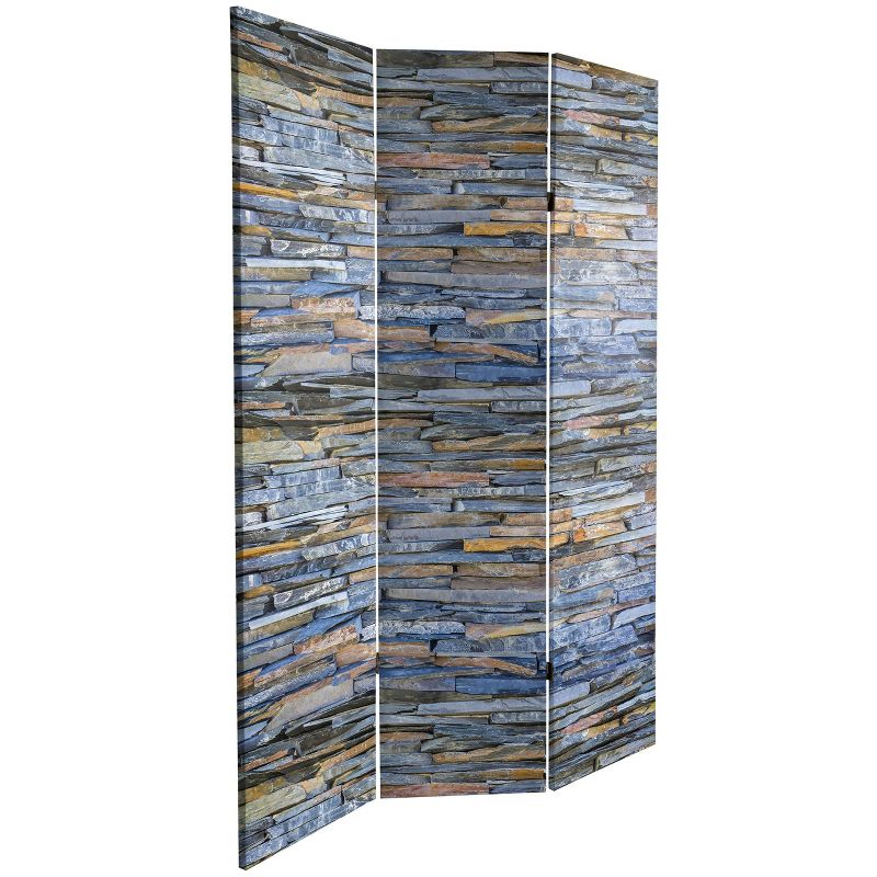 6&#34; Double Sided Medieval Stone Canvas Room Divider Gray - Oriental Furniture, 6 of 10