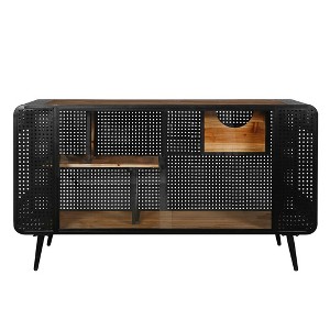 55.12" Cat House with 2 Sliding Tempered Glass Doors, Metal Spacious Pet Kennel - 1 of 4