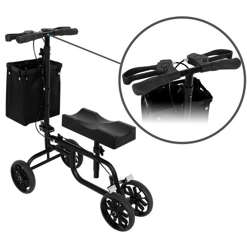 SevaCare by Monoprice Folding Knee Roller with Basket for Injured Foot and Ankle, with Dual Hand Brakes, Four 8-Inch Rubber Wheels, 350lbs Max Load, 5 of 7