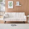 Okak Minimalist Sofa Couches for Living Room Convertible Loveseat Sofa Bed Straight-line Corduroy with Adjustable Backrest & Cup Holder, White - 4 of 4