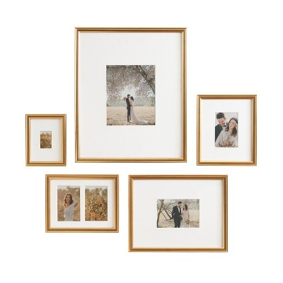 Adlynn Gold Classic Wall Picture Frame Set, 5 Pieces
