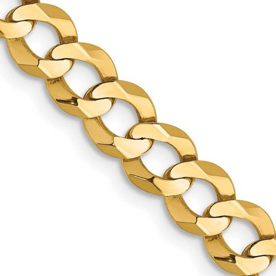 Black Bow Jewelry 6mm 14K Yellow Gold Solid Lightweight Flat Curb Chain Necklace
