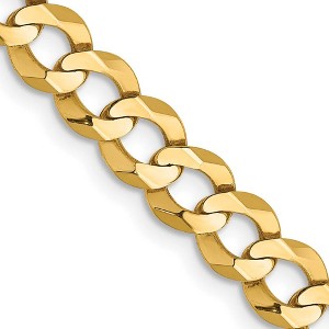 Black Bow Jewelry 6mm 14K Yellow Gold Solid Lightweight Flat Curb Chain Necklace - 1 of 4